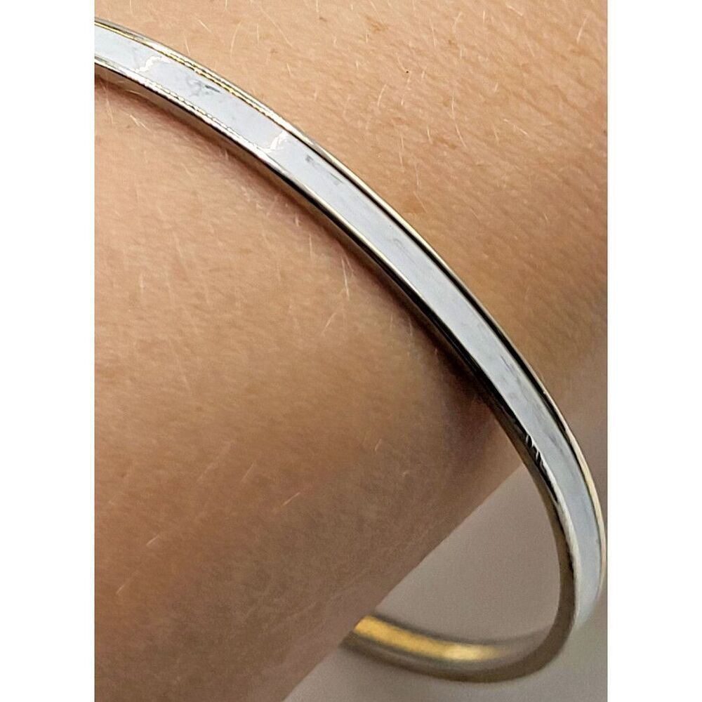 Monet White Enamel Bangle Bracelet 2.5in dia